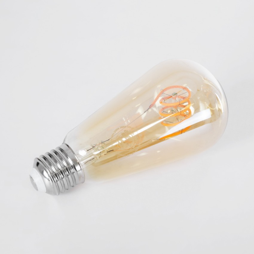 Λάμπα LED Soft T Spiral Filament E27 ST64 Αχλάδι 4W 280lm 360° AC 220-240V IP20 Φ6.4 x Υ14cm Ultra Θερμό Λευκό 2200K με Μελί Γυαλί Dimmable