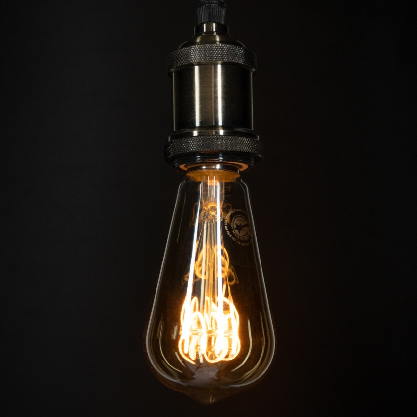 Λάμπα LED Soft T Spiral Filament E27 ST64 Αχλάδι 4W 280lm 360° AC 220-240V IP20 Φ6.4 x Υ14cm Ultra Θερμό Λευκό 2200K με Μελί Γυαλί Dimmable