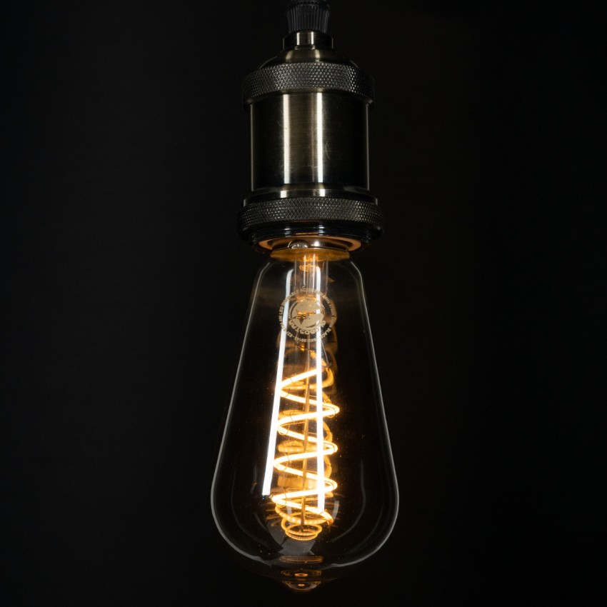 Λάμπα LED Soft S Spiral Filament E27 ST64 Αχλάδι 4W 280lm 360° AC 220-240V IP20 Φ6.4 x Υ14cm Θερμό Λευκό 2700K με Φιμέ Γυαλί Dimmable