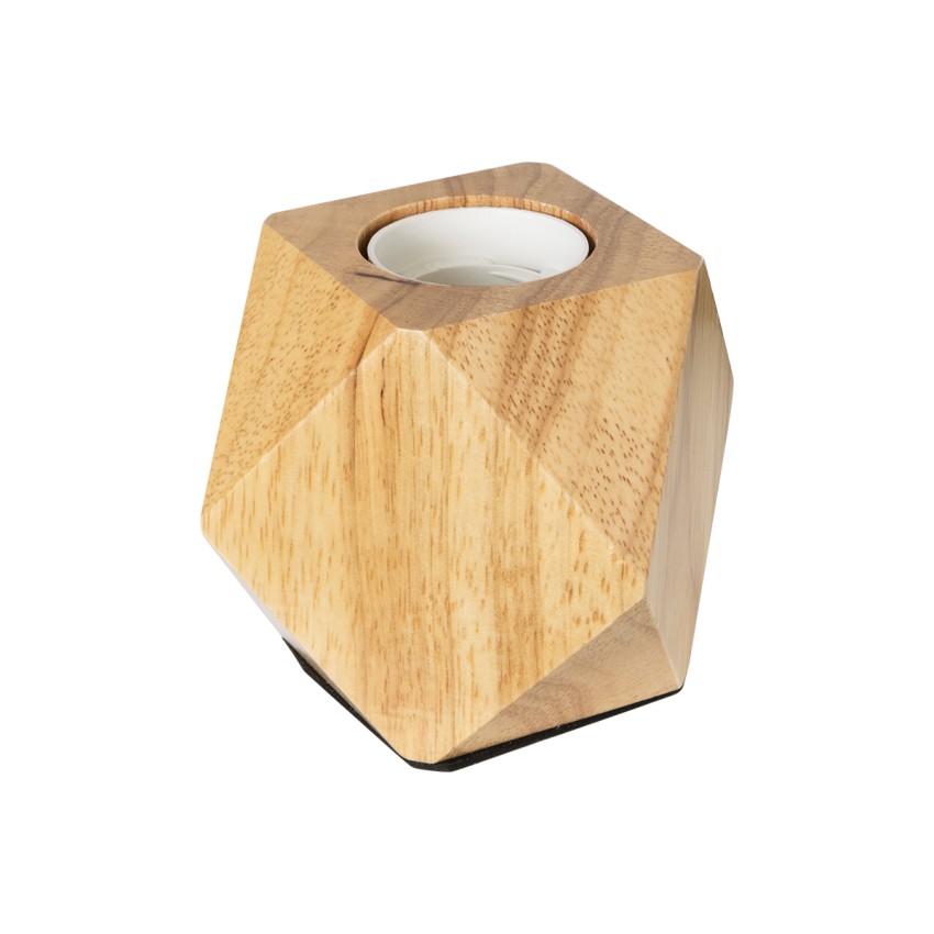 Rhombus  Μοντέρνο Ξύλινο Επιτραπέζιο Φωτιστικό Πορτατίφ Λαμπατέρ με Ντουί E27 Μονόφωτο Ρόμβος Μπεζ - Φυσικός Άχρωμος Δρυς με 1.8m καλώδιο και διακόπτη M8 x Π8 x Υ8cm