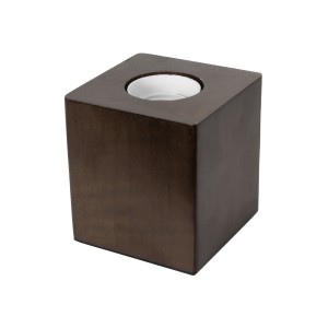 WOODBOX  Μοντέρνο Ξύλινο Επιτραπέζιο Φωτιστικό Πορτατίφ Λαμπατέρ με Ντουί E27 Μονόφωτο Κύβος Καφέ Σκούρο - Καρυδιά με 1.8m καλώδιο και διακόπτη M8 x Π8 x Υ8cm