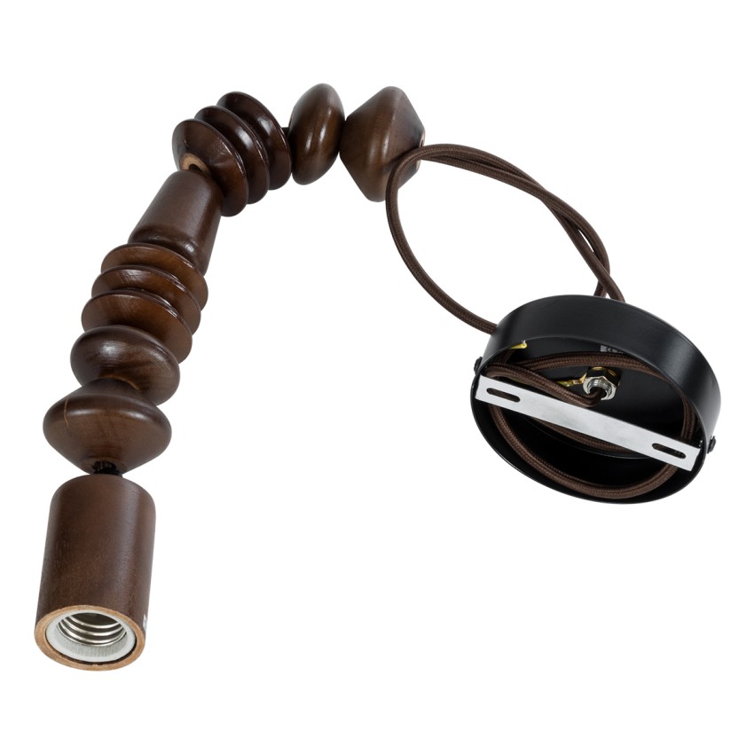BEADS  Vintage Κρεμαστό Φωτιστικό Ανάρτηση Μονόφωτο 1 x E27 IP20 Καφέ Ξύλο - Μ5 x Π5 x Y33cm