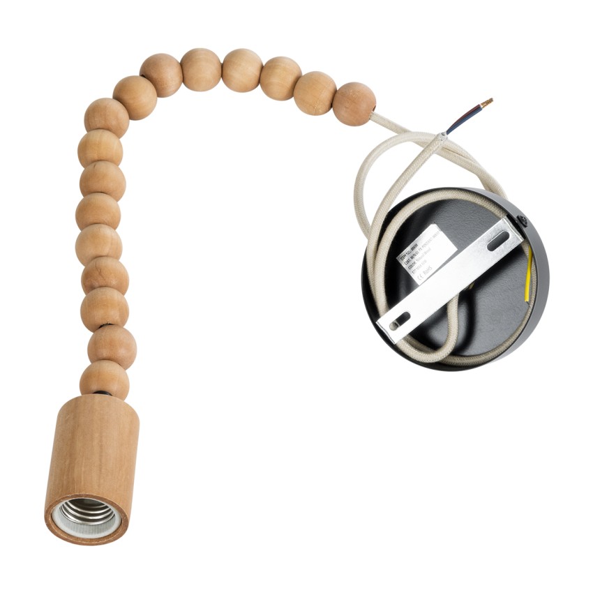 BEADS  Vintage Κρεμαστό Φωτιστικό Ανάρτηση Μονόφωτο 1 x E27 IP20 Μπεζ Ξύλο - Μ4 x Π4 x Υ47cm