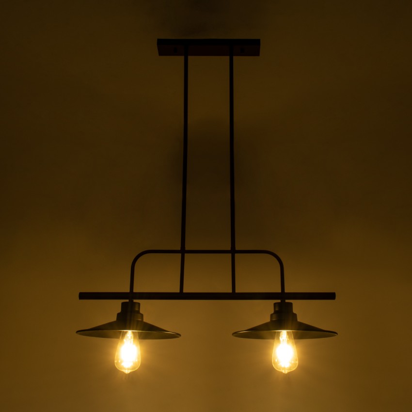 GLOBOSTAR® REGAL  Vintage Φωτιστικό Οροφής με Ντουί 2 x E27 AC 220-240V IP20 - Μαύρο - Μ67 x Π26 x Υ85cm