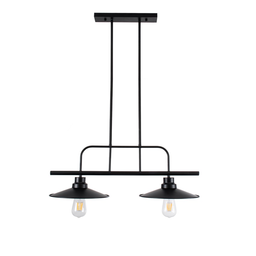GLOBOSTAR® REGAL  Vintage Φωτιστικό Οροφής με Ντουί 2 x E27 AC 220-240V IP20 - Μαύρο - Μ67 x Π26 x Υ85cm