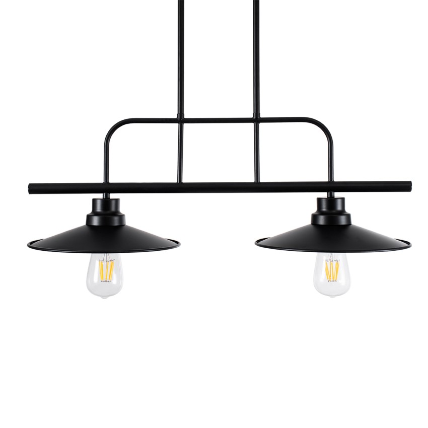 GLOBOSTAR® REGAL  Vintage Φωτιστικό Οροφής με Ντουί 2 x E27 AC 220-240V IP20 - Μαύρο - Μ67 x Π26 x Υ85cm