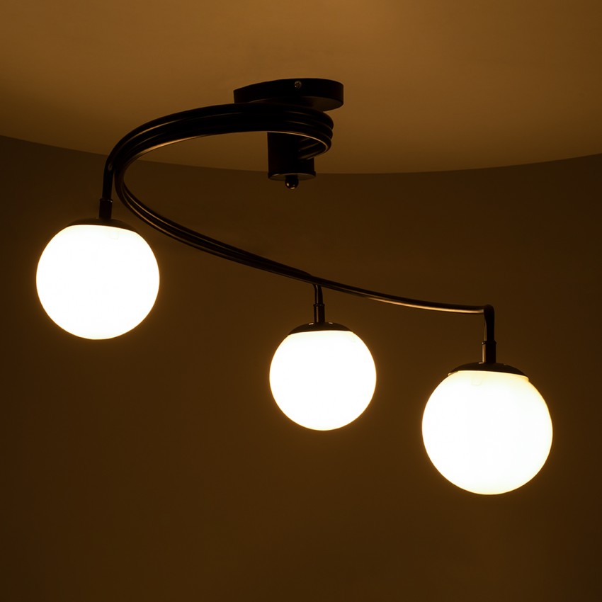 GLOBOSTAR® SELINA  Μοντέρνο Φωτιστικό Οροφής με Ντουί 3 x E27 AC 220-240V IP20 - Μαύρο & Λευκό - Μ60 x Π60 x Υ45cm