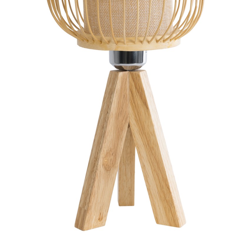 BODHI  Boho Επιτραπέζιο Φωτιστικό Μονόφωτο 1 x E27 AC220-240V IP20 - Φ19 x Υ49cm - Μπεζ Ξύλινο Μπαμπού Πλέγμα