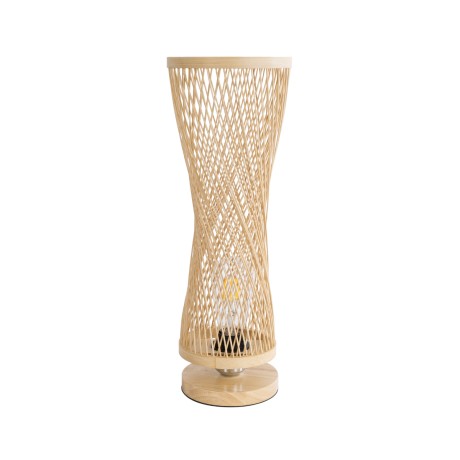 GLOBOSTAR® ROWAN  Boho Επιτραπέζιο Φωτιστικό Πορτατίφ με Ντουί 1 x E27 AC 220-240V IP20 - Μπεζ - Μ17 x Π17 x Υ42cm
