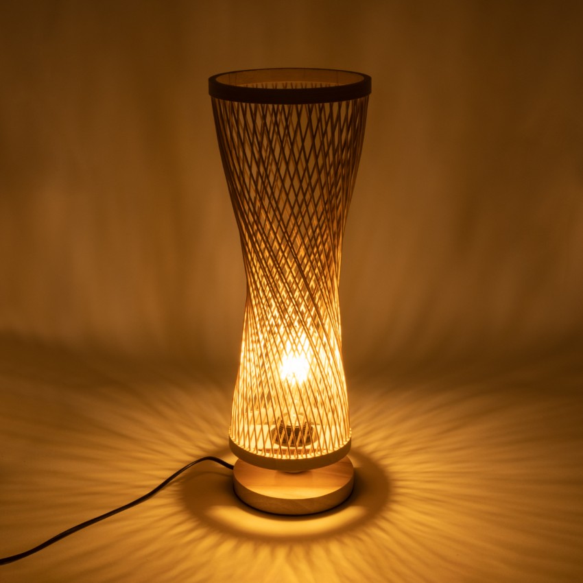 GLOBOSTAR® ROWAN  Boho Επιτραπέζιο Φωτιστικό Πορτατίφ με Ντουί 1 x E27 AC 220-240V IP20 - Μπεζ - Μ17 x Π17 x Υ42cm