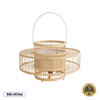 GLOBOSTAR® SORENIA  Boho Επιδαπέδιο Φωτιστικό με Ντουί 1 x E27 AC 220-240V IP20 - Μπεζ - Μ48x Π48 x Υ27cm