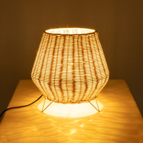 GLOBOSTAR® BOLSON  Boho Επιδαπέδιο Φωτιστικό με Ντουί 1 x E27 AC 220-240V IP20 - Μπεζ & Λευκό - Μ30 x Π30 x Υ30cm