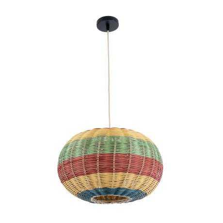 CABALLEROS  Boho Κρεμαστό Φωτιστικό Πλέγμα Μονόφωτο 1 x E27 IP20 Πολύχρωμο Ξύλο - Μ40 x Π40 x Υ25cm