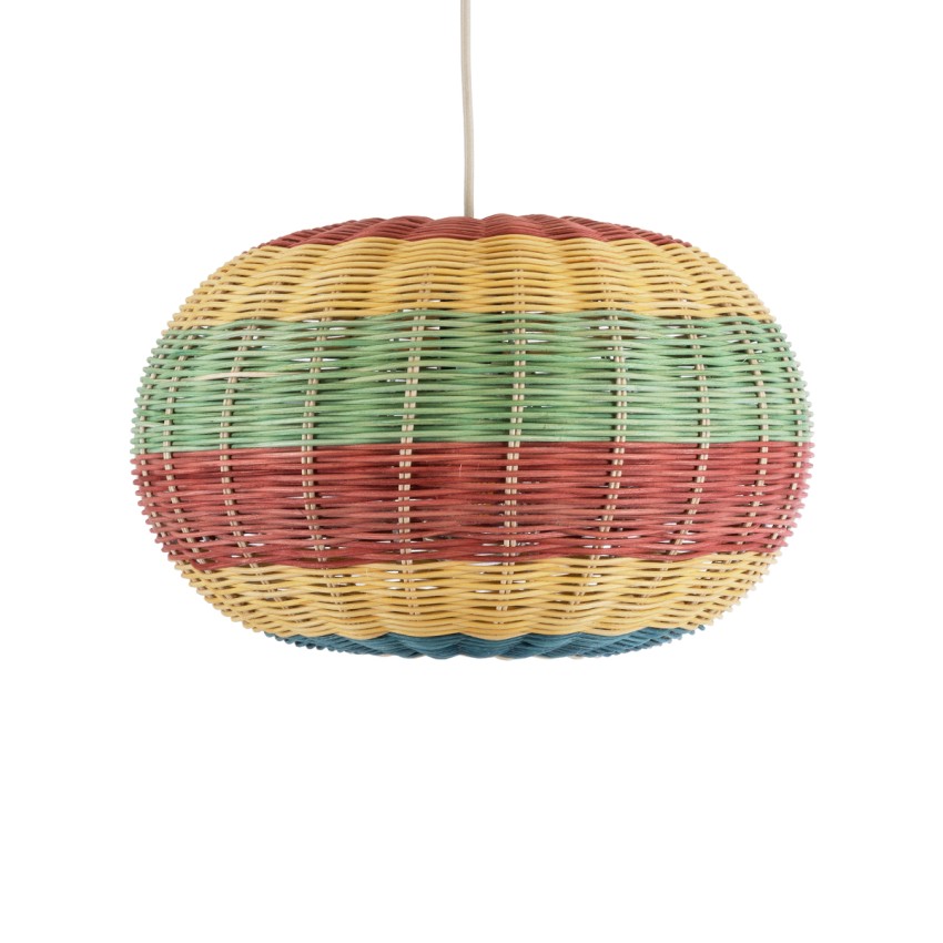 CABALLEROS  Boho Κρεμαστό Φωτιστικό Πλέγμα Μονόφωτο 1 x E27 IP20 Πολύχρωμο Ξύλο - Μ40 x Π40 x Υ25cm