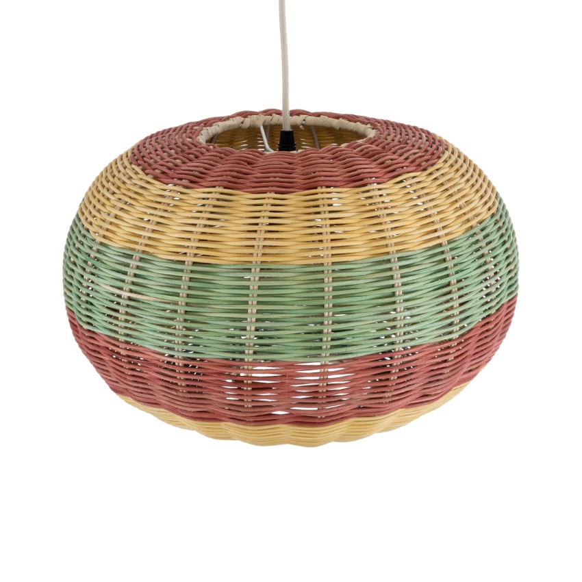 CABALLEROS  Boho Κρεμαστό Φωτιστικό Πλέγμα Μονόφωτο 1 x E27 IP20 Πολύχρωμο Ξύλο - Μ40 x Π40 x Υ25cm