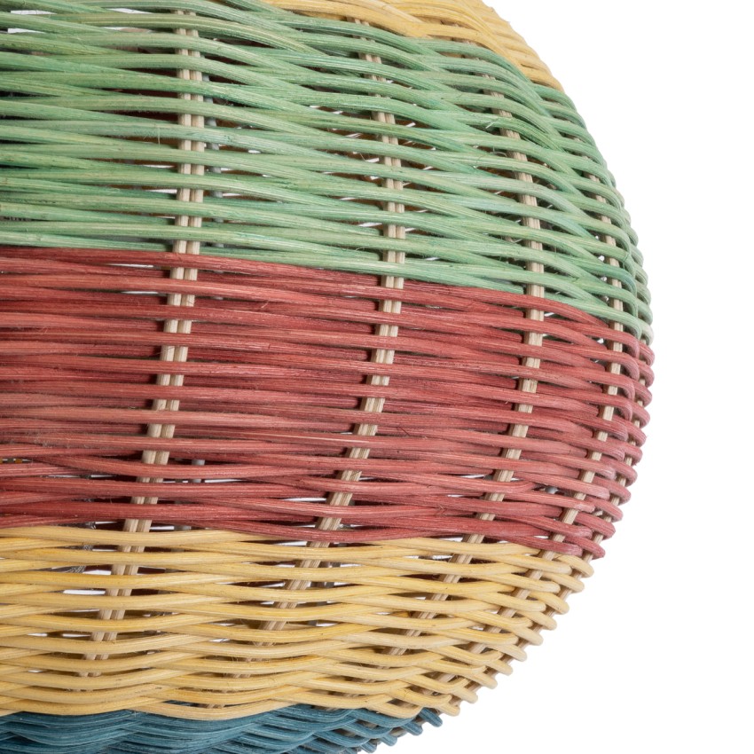 CABALLEROS  Boho Κρεμαστό Φωτιστικό Πλέγμα Μονόφωτο 1 x E27 IP20 Πολύχρωμο Ξύλο - Μ40 x Π40 x Υ25cm