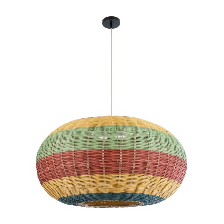 CABALLEROS  Boho Κρεμαστό Φωτιστικό Πλέγμα Μονόφωτο 1 x E27 IP20 Πολύχρωμο Ξύλο - Μ70 x Π70 x Υ36cm