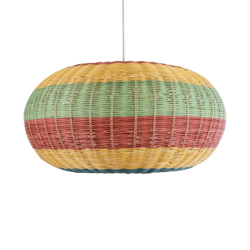 CABALLEROS  Boho Κρεμαστό Φωτιστικό Πλέγμα Μονόφωτο 1 x E27 IP20 Πολύχρωμο Ξύλο - Μ70 x Π70 x Υ36cm