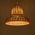 CABALLEROS  Boho Κρεμαστό Φωτιστικό Καμπάνα Μονόφωτο 1 x E27 IP20 Πολύχρωμο Ξύλο - Μ40 x Π40 x Υ30cm