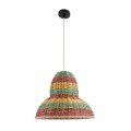 CABALLEROS  Boho Κρεμαστό Φωτιστικό Καμπάνα Μονόφωτο 1 x E27 IP20 Πολύχρωμο Ξύλο - Μ40 x Π40 x Υ30cm