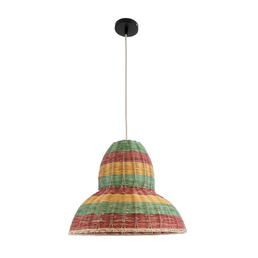 CABALLEROS  Boho Κρεμαστό Φωτιστικό Καμπάνα Μονόφωτο 1 x E27 IP20 Πολύχρωμο Ξύλο - Μ40 x Π40 x Υ30cm