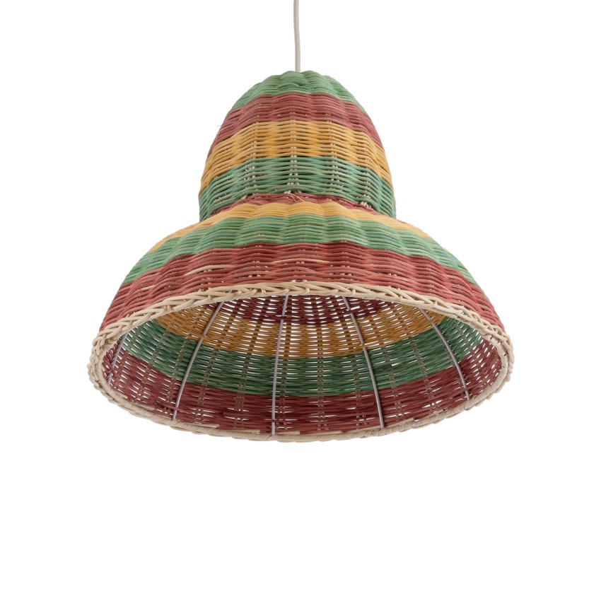 CABALLEROS  Boho Κρεμαστό Φωτιστικό Καμπάνα Μονόφωτο 1 x E27 IP20 Πολύχρωμο Ξύλο - Μ40 x Π40 x Υ30cm