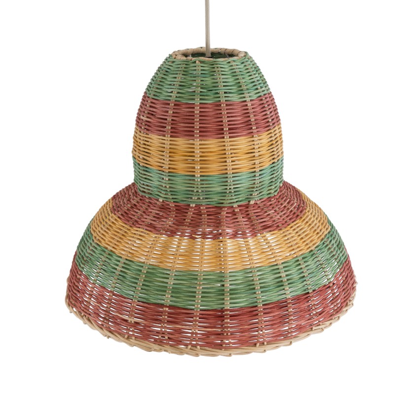 CABALLEROS  Boho Κρεμαστό Φωτιστικό Καμπάνα Μονόφωτο 1 x E27 IP20 Πολύχρωμο Ξύλο - Μ40 x Π40 x Υ30cm