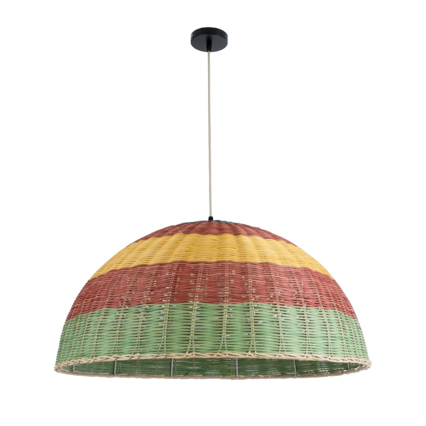 CABALLEROS  Boho Κρεμαστό Φωτιστικό Καμπάνα Μονόφωτο 1 x E27 IP20 Πολύχρωμο Ξύλο - Μ70 x Π70 x Υ34cm