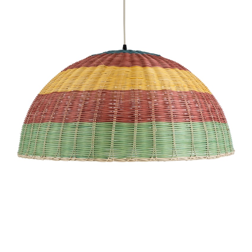 CABALLEROS  Boho Κρεμαστό Φωτιστικό Καμπάνα Μονόφωτο 1 x E27 IP20 Πολύχρωμο Ξύλο - Μ70 x Π70 x Υ34cm