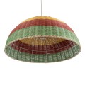 CABALLEROS  Boho Κρεμαστό Φωτιστικό Καμπάνα Μονόφωτο 1 x E27 IP20 Πολύχρωμο Ξύλο - Μ70 x Π70 x Υ34cm