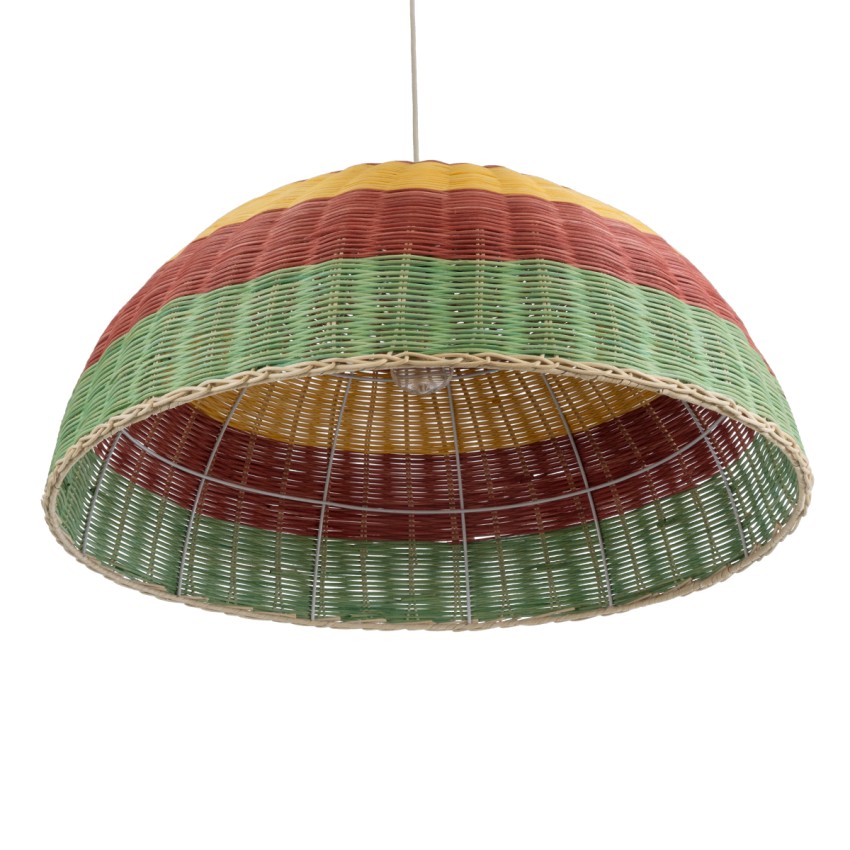 CABALLEROS  Boho Κρεμαστό Φωτιστικό Καμπάνα Μονόφωτο 1 x E27 IP20 Πολύχρωμο Ξύλο - Μ70 x Π70 x Υ34cm