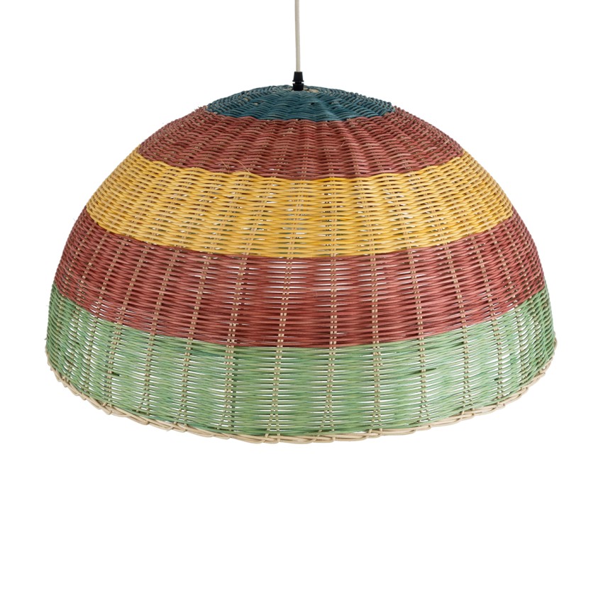 CABALLEROS  Boho Κρεμαστό Φωτιστικό Καμπάνα Μονόφωτο 1 x E27 IP20 Πολύχρωμο Ξύλο - Μ70 x Π70 x Υ34cm