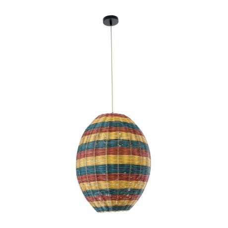 CABALLEROS  Boho Κρεμαστό Φωτιστικό Πλέγμα Μονόφωτο 1 x E27 IP20 Πολύχρωμο Ξύλο - Μ40 x Π40 x Υ50cm
