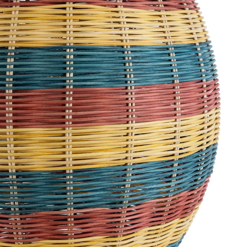 CABALLEROS  Boho Κρεμαστό Φωτιστικό Πλέγμα Μονόφωτο 1 x E27 IP20 Πολύχρωμο Ξύλο - Μ40 x Π40 x Υ50cm