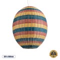 CABALLEROS  Boho Κρεμαστό Φωτιστικό Πλέγμα Μονόφωτο 1 x E27 IP20 Πολύχρωμο Ξύλο - Μ70 x Π70 x Υ80cm