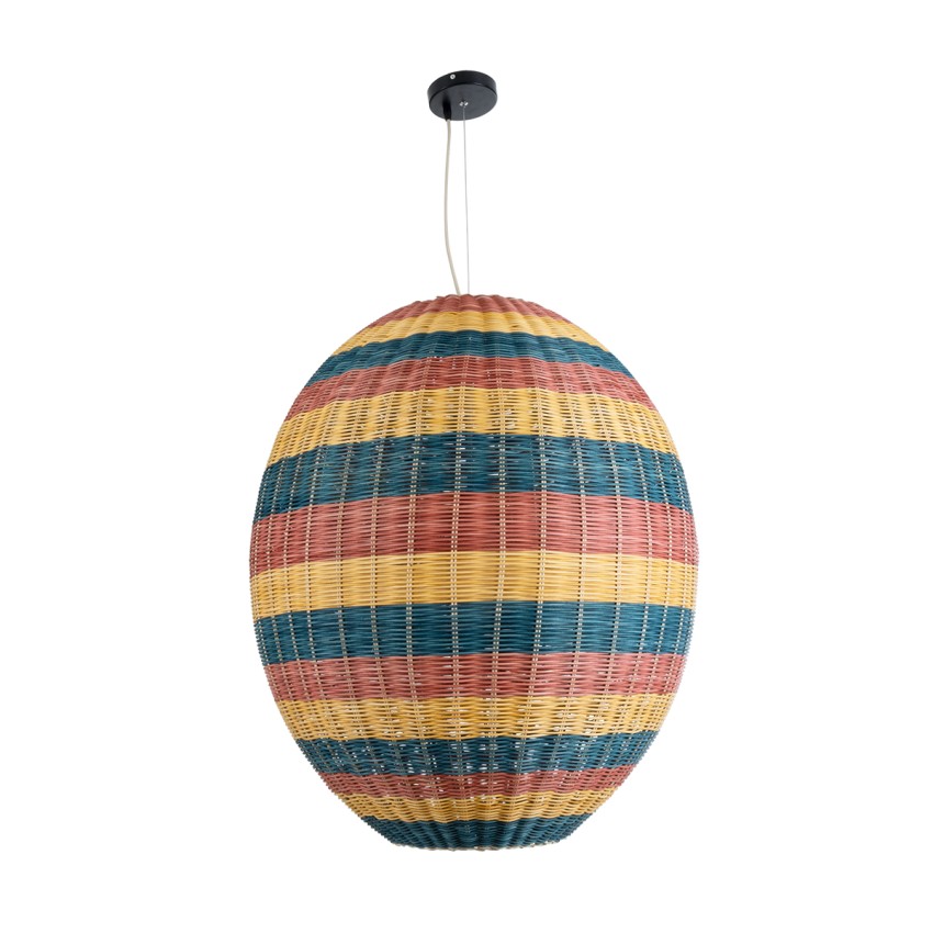 CABALLEROS  Boho Κρεμαστό Φωτιστικό Πλέγμα Μονόφωτο 1 x E27 IP20 Πολύχρωμο Ξύλο - Μ70 x Π70 x Υ80cm