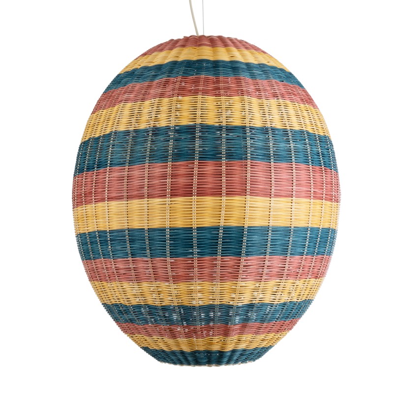 CABALLEROS  Boho Κρεμαστό Φωτιστικό Πλέγμα Μονόφωτο 1 x E27 IP20 Πολύχρωμο Ξύλο - Μ70 x Π70 x Υ80cm