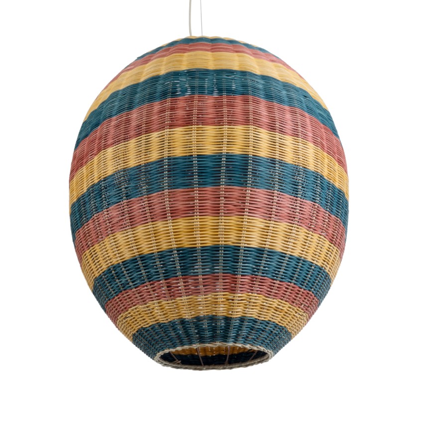 CABALLEROS  Boho Κρεμαστό Φωτιστικό Πλέγμα Μονόφωτο 1 x E27 IP20 Πολύχρωμο Ξύλο - Μ70 x Π70 x Υ80cm
