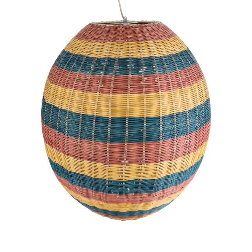 CABALLEROS  Boho Κρεμαστό Φωτιστικό Πλέγμα Μονόφωτο 1 x E27 IP20 Πολύχρωμο Ξύλο - Μ70 x Π70 x Υ80cm