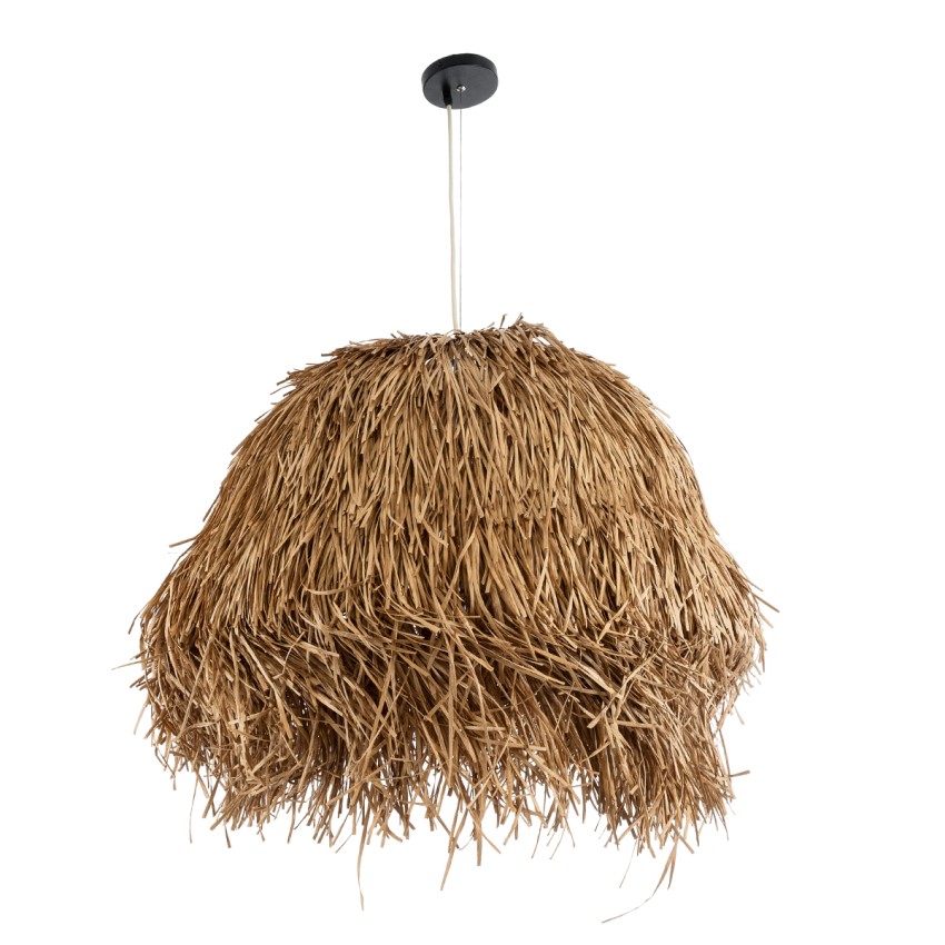 GUADELOUPE  Boho Κρεμαστό Φωτιστικό Πλέγμα Μονόφωτο 1 x E27 IP20 Μπεζ Ράφια - Μ80 x Π80 x Υ60cm