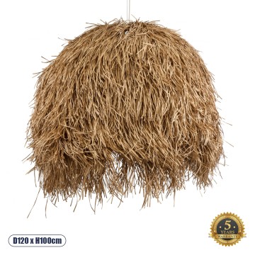 GUADELOUPE  Boho Κρεμαστό Φωτιστικό Πλέγμα Μονόφωτο 1 x E27 IP20 Μπεζ Ράφια - Μ120 x Π120 x Υ100cm