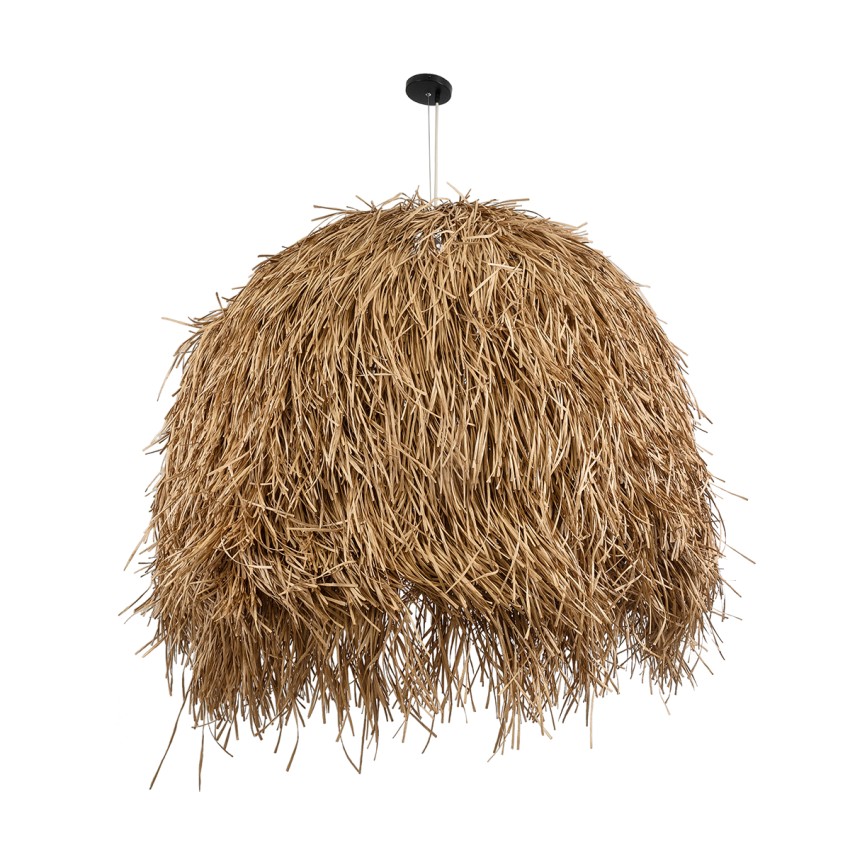 GUADELOUPE  Boho Κρεμαστό Φωτιστικό Πλέγμα Μονόφωτο 1 x E27 IP20 Μπεζ Ράφια - Μ120 x Π120 x Υ100cm