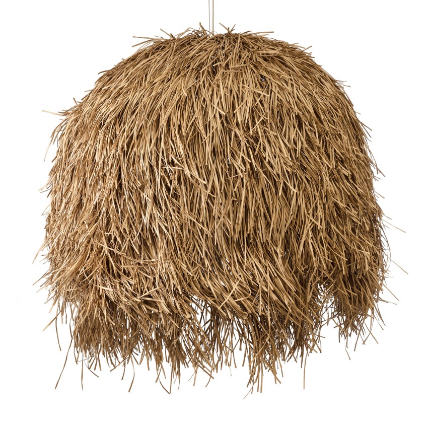 GUADELOUPE  Boho Κρεμαστό Φωτιστικό Πλέγμα Μονόφωτο 1 x E27 IP20 Μπεζ Ράφια - Μ120 x Π120 x Υ100cm