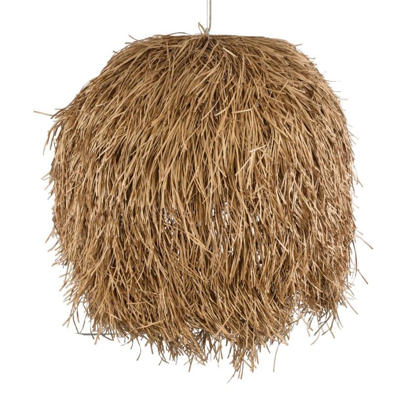 GUADELOUPE  Boho Κρεμαστό Φωτιστικό Πλέγμα Μονόφωτο 1 x E27 IP20 Μπεζ Ράφια - Μ120 x Π120 x Υ100cm