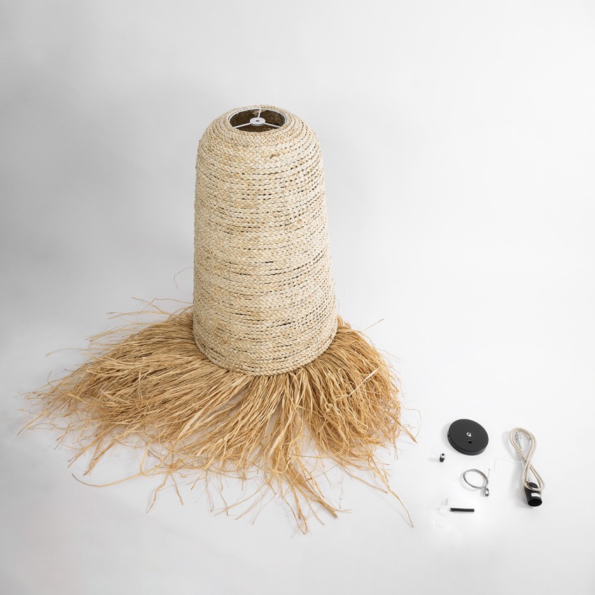 LETA  Boho Κρεμαστό Φωτιστικό Πλέγμα Μονόφωτο 1 x E27 IP20 Μπεζ Ράφια - Μ50 x Π50 x Υ150cm