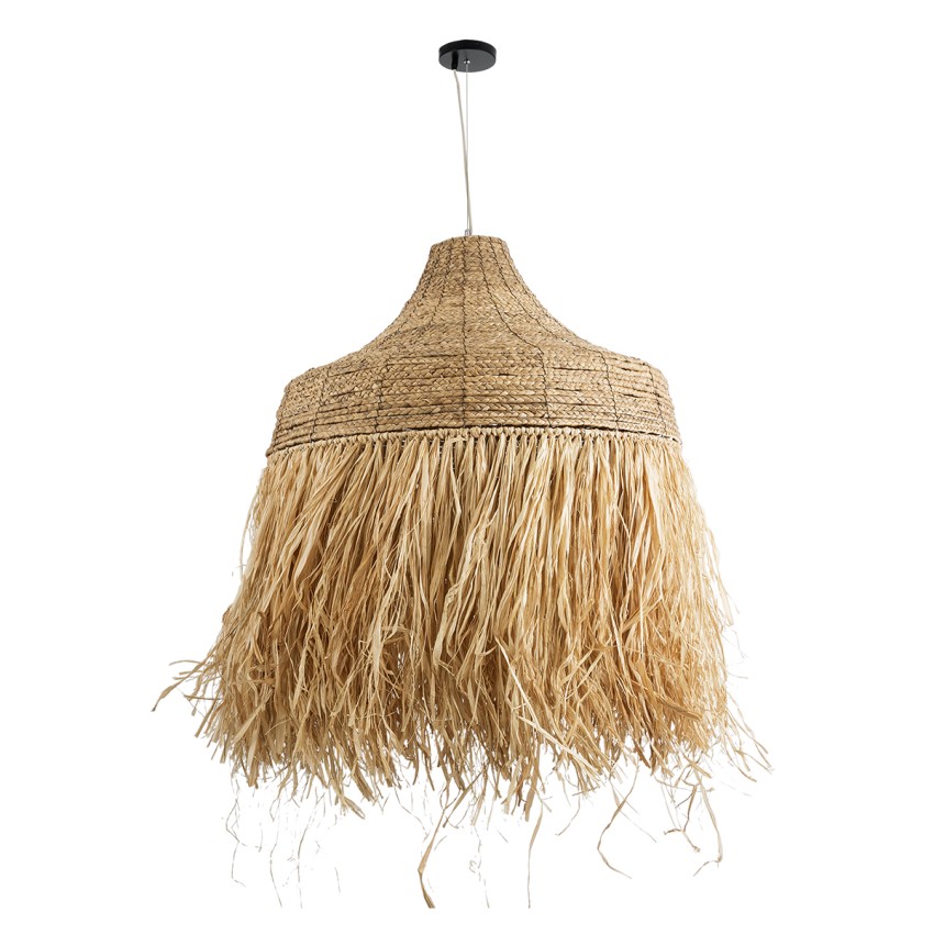 PORTOFERRAIO  Boho Κρεμαστό Φωτιστικό Πλέγμα Μονόφωτο 1 x E27 IP20 Μπεζ Ράφια - Μ80 x Π80 x Υ120cm