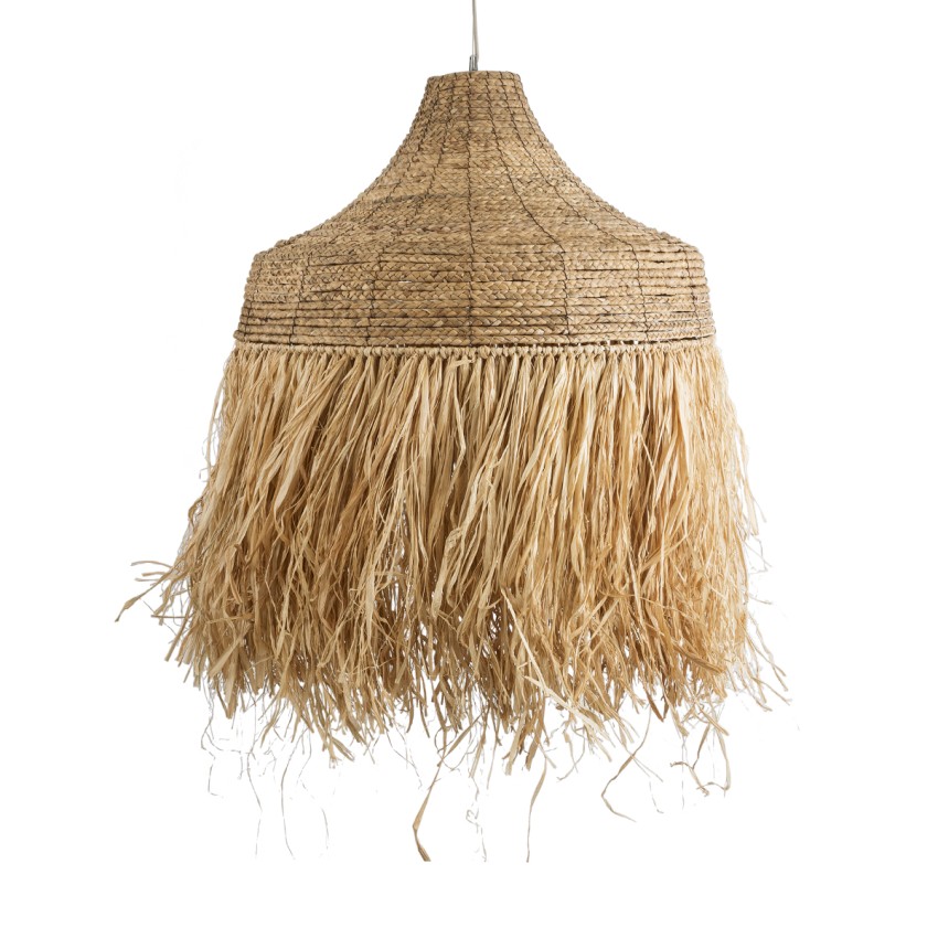 PORTOFERRAIO  Boho Κρεμαστό Φωτιστικό Πλέγμα Μονόφωτο 1 x E27 IP20 Μπεζ Ράφια - Μ80 x Π80 x Υ120cm