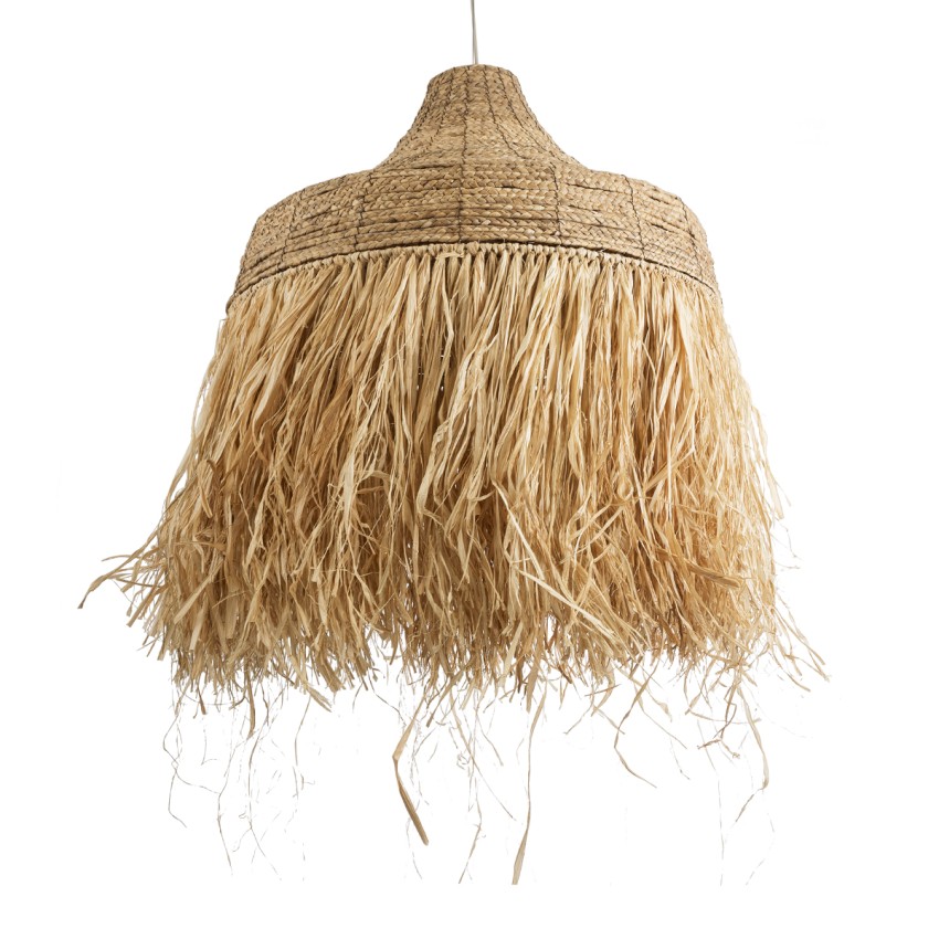 PORTOFERRAIO  Boho Κρεμαστό Φωτιστικό Πλέγμα Μονόφωτο 1 x E27 IP20 Μπεζ Ράφια - Μ80 x Π80 x Υ120cm