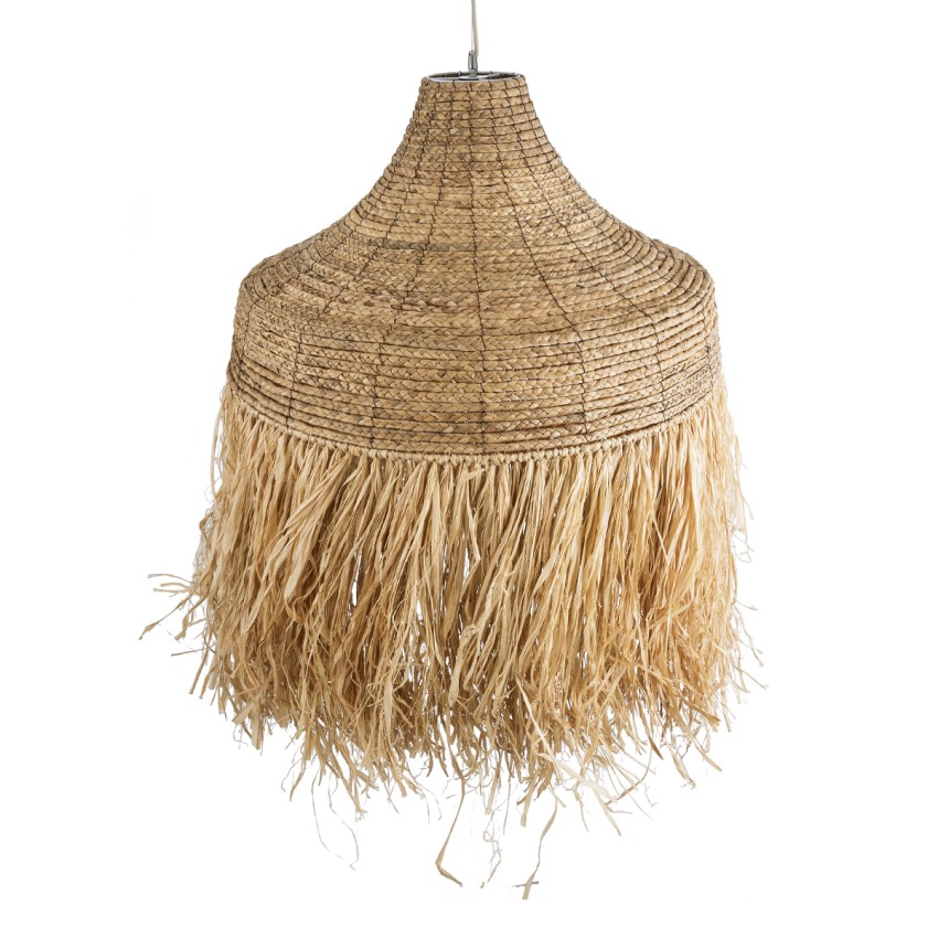 PORTOFERRAIO  Boho Κρεμαστό Φωτιστικό Πλέγμα Μονόφωτο 1 x E27 IP20 Μπεζ Ράφια - Μ80 x Π80 x Υ120cm