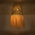 PORTOFERRAIO  Boho Κρεμαστό Φωτιστικό Πλέγμα Μονόφωτο 1 x E27 IP20 Μπεζ Ράφια - Μ60 x Π60 x Υ120cm